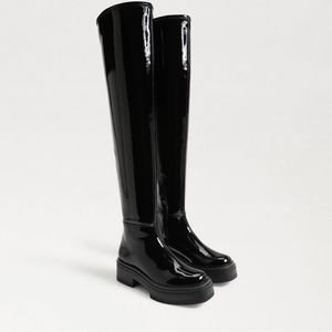 Over The Knee Patent Boot, Black. Comfortable with great Stretch